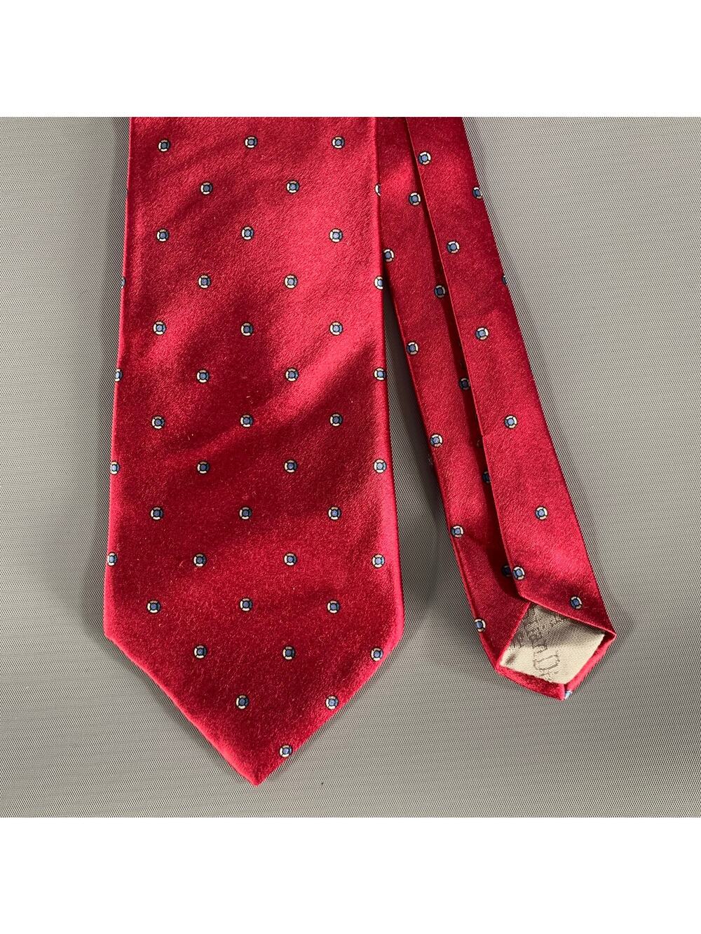 CHRISTIAN DIOR Burgundy Navy Dots Silk Tie